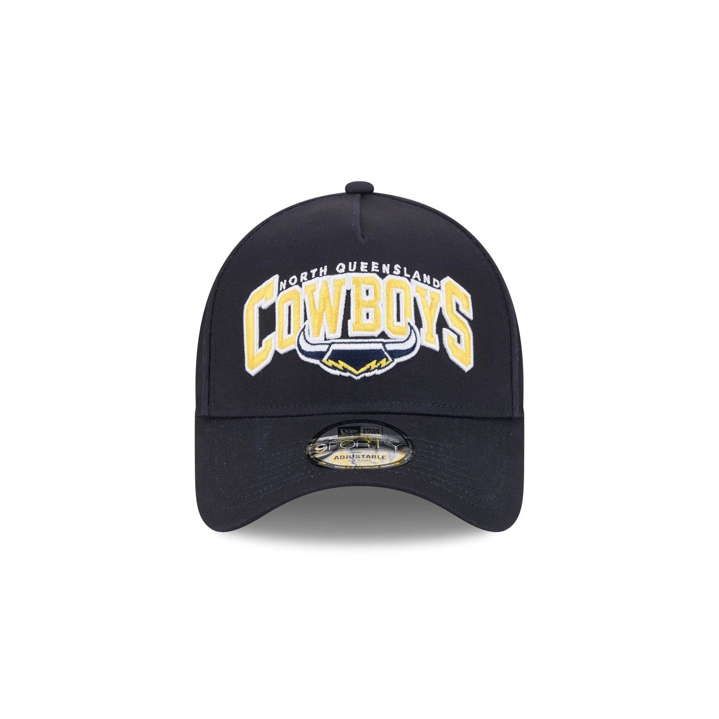 North Queensland Cowboys Hat - Navy Logo Arch 9Forty A-Frame NRL Snapback Cap - New Era